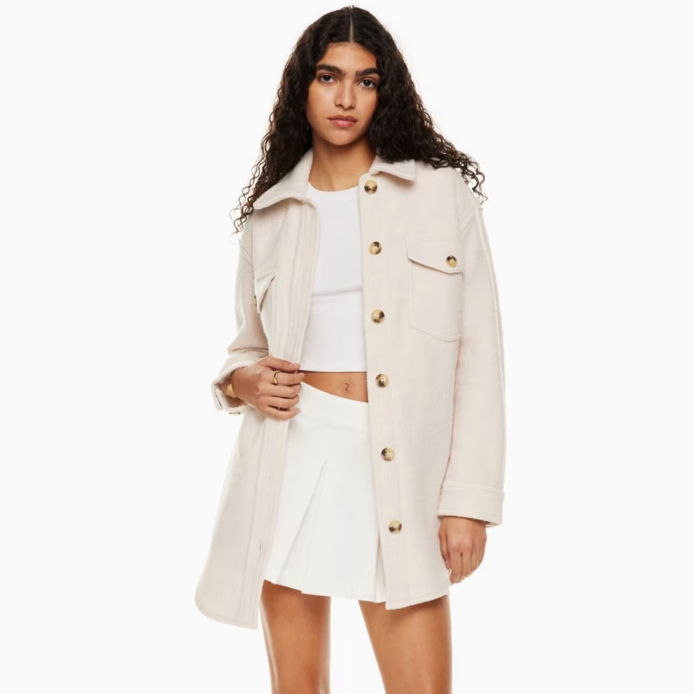 Wilfred Free Ganna Shirt Jacket Shacket Heather Bone